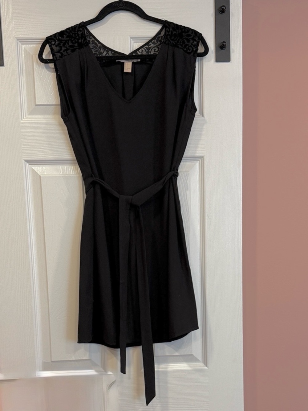 Forever 21 Black Mini Dress with Lace Shoulders